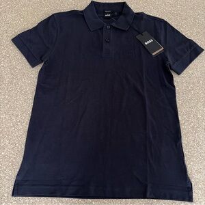NWT Hugo Boss Firenze Logo Pima Cotton Short Sleeve Polo Navy Blue Men’s Small